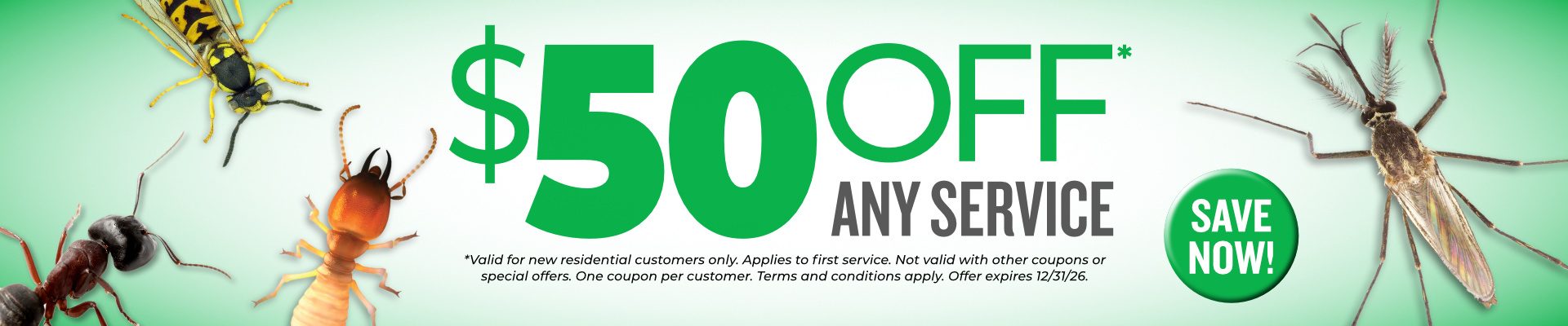 Save 50% off Clark's Pest Control